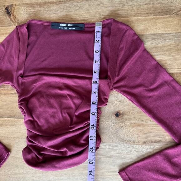 Urban Outfitters Silence + Noise Burgundy Long Sleeve Crop Top Size Extra Small - Picture 6 of 10